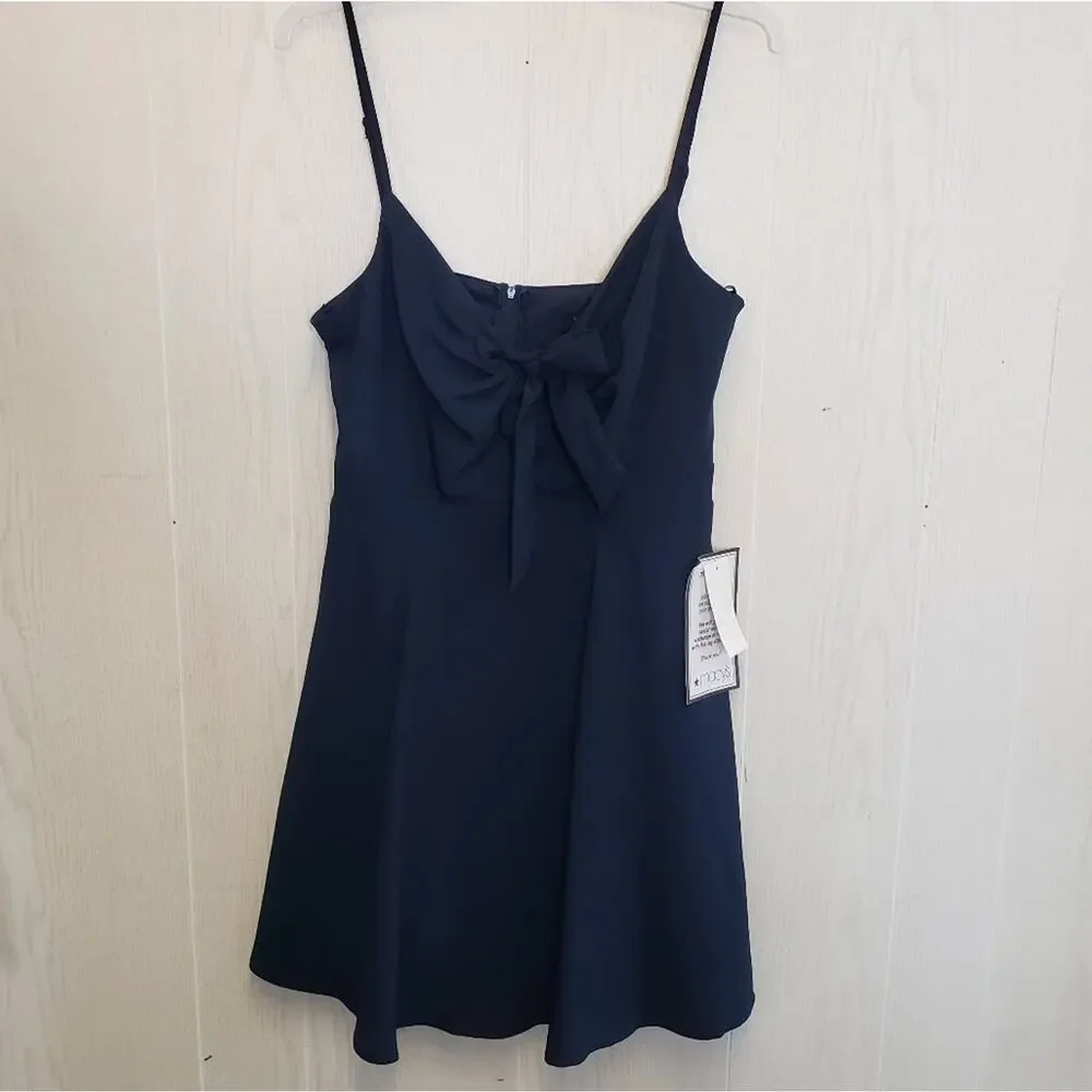 B Darlin Navy Blue sleeveless short dress bow detail size 11/12